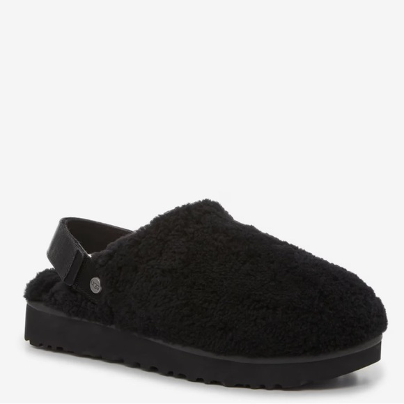 New UGG Lanah Clog Slipper In Black Sherpa Women’s Size 10